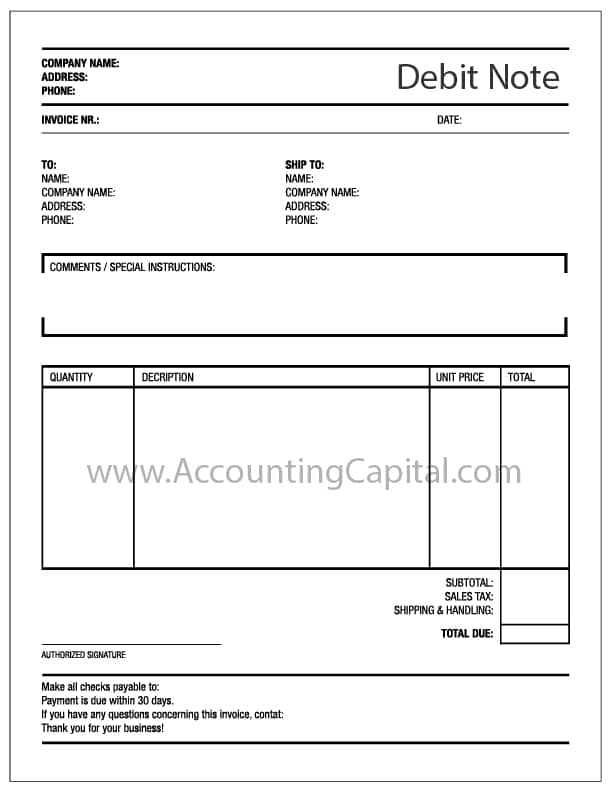 What Is A Debit Note Accounting Capital