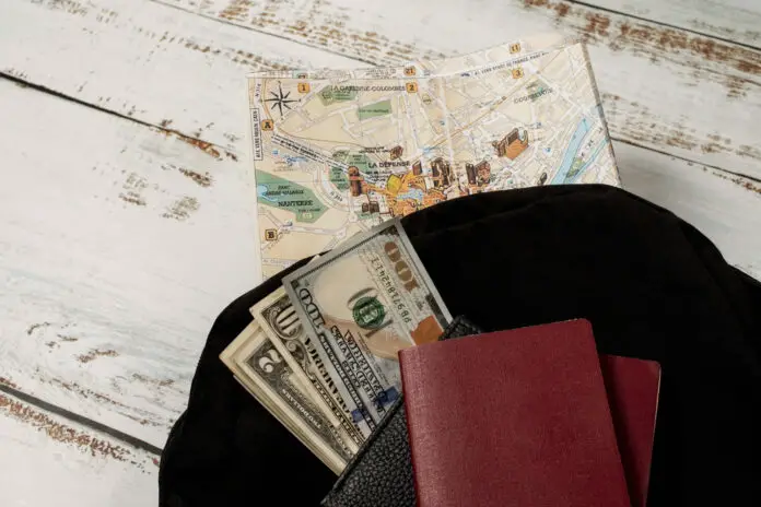 purse dollar and travel theme