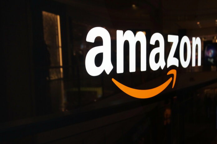 Amazon logo on black background